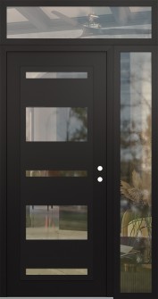 Diamond C10 52" x 96" black/black clear Glass Panel black LHI with Sidelite and Transom clear Glass