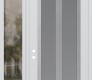 Modern Steel Front Door Diamond C14 48" x 96" white/white frosted Glass Panel stainless steel RHI with Sidelite and Transom clear Glass