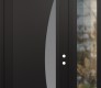 Modern Steel Front Door Diamond C13 52" x 96" black/white frosted Glass Panel black LHI with Sidelite and Transom clear Glass