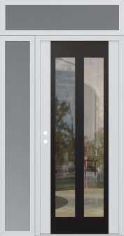 Diamond C14 52" x 96" white/white clear Glass Panel black RHI with Sidelite and Transom frosted Glass