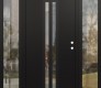 Modern Steel Front Door DIAMOND A8 64" X 80" BLACK/BLACK CLEAR GLASS PANEL BLACK LHI WITH 2 SIDELITES CLEAR GLASS