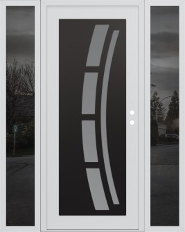 Diamond C12 64" x 80" white/white frosted Glass Panel black LHI with 2 Sidelites mirrored Glass