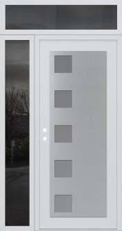 Diamond C5 52" x 96" white/white frosted Glass Panel stainless steel RHI with Sidelite and Transom mirrored Glass