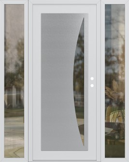 Diamond C13 64" x 80" white/white clear Glass Panel stainless steel LHI with 2 Sidelites clear Glass