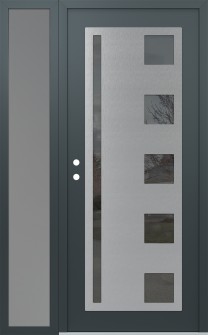 Diamond C3 50" x 80" anthracite/anthracite mirrored Glass Panel stainless steel RHI with Sidelite frosted Glass