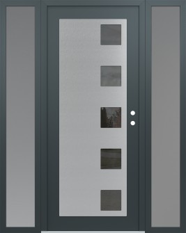 Diamond C5 64" x 80" anthracite/anthracite mirrored Glass Panel stainless steel LHI with 2 Sidelites frosted Glass