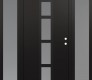Modern Steel Front Door DIAMOND A10 64" X 80" BLACK/WHITE FROSTED GLASS PANEL BLACK LHI WITH 2 SIDELITES FROSTED GLASS