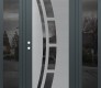 Modern Steel Front Door Diamond C12 60" x 80" anthracite/anthracite mirrored Glass Panel stainless steel RHI with 2 Sidelites mirrored Glass