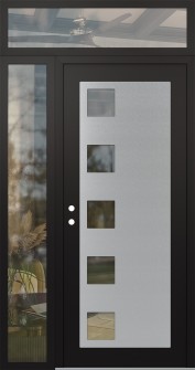 Diamond C5 48" x 96" black/black clear Glass Panel stainless steel RHI with Sidelite and Transom clear Glass
