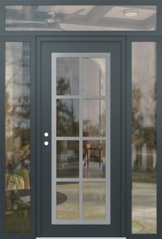 Diamond C16 68" x 96" anthracite/anthracite clear Glass Panel stainless steel RHI with 2 Sidelites and Transom clear Glass