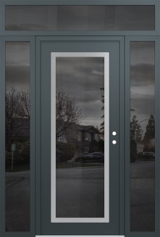 Diamond C1 64" x 96" anthracite/anthracite mirrored Glass Panel stainless steel LHI with 2 Sidelites and Transom mirrored Glass