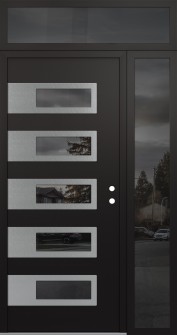 Diamond D3 48" x 96" black/black mirrored Glass Panel stainless steel LHI with Sidelite and Transom mirrored Glass