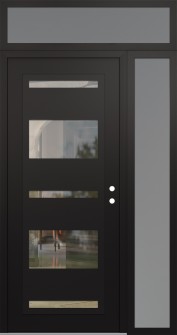 Diamond C10 52" x 96" black/black clear Glass Panel black LHI with Sidelite and Transom frosted Glass