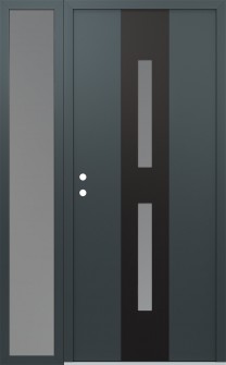 DIAMOND A6 48" X 80" ANTHRACITE/ANTHRACITE FROSTED GLASS PANEL BLACK RHI WITH SIDELITE FROSTED GLASS