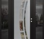 Modern Steel Front Door Diamond C12 60" x 80" black/black clear Glass Panel stainless steel LHI with 2 Sidelites mirrored Glass