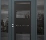 Modern Steel Front Door Diamond C10 64" x 96" anthracite/anthracite mirrored Glass Panel black RHI with 2 Sidelites and Transom mirrored Glass