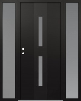 DIAMOND A6 64" X 80" BLACK/WHITE FROSTED GLASS PANEL BLACK RHI WITH 2 SIDELITES FROSTED GLASS