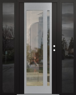 Diamond C15 60" x 80" black/black clear Glass Panel stainless steel LHI with 2 Sidelites mirrored Glass