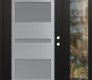 Modern Steel Front Door Diamond C10 52" x 80" black/white frosted Glass Panel stainless steel LHI with Sidelite clear Glass