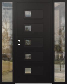 Diamond D2 64" x 80" black/black clear Glass Panel black RHI with 2 Sidelites clear Glass