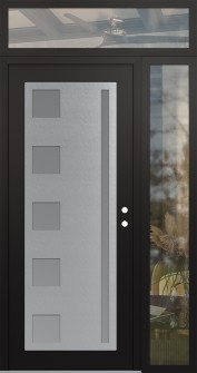 Diamond C3 50" x 96" black/white frosted Glass Panel stainless steel LHI with Sidelite and Transom clear Glass