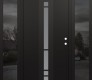 Modern Steel Front Door DIAMOND A3 64" X 80" BLACK/WHITE FROSTED GLASS PANEL BLACK LHI WITH 2 SIDELITES MIRRORED GLASS