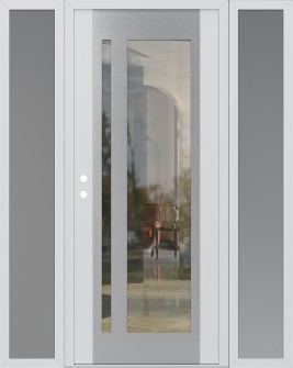 Diamond C15 68" x 80" white/white clear Glass Panel stainless steel RHI with 2 Sidelites frosted Glass