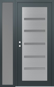 Diamond C7 50" x 80" anthracite/anthracite frosted Glass Panel stainless steel RHI with Sidelite frosted Glass