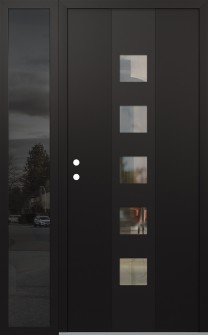 DIAMOND A13 48" X 80" BLACK/BLACK CLEAR GLASS PANEL BLACK RHI WITH SIDELITE MIRRORED GLASS