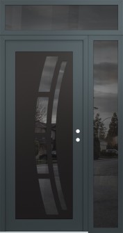 Diamond C12 48" x 96" anthracite/anthracite mirrored Glass Panel black LHI with Sidelite and Transom mirrored Glass