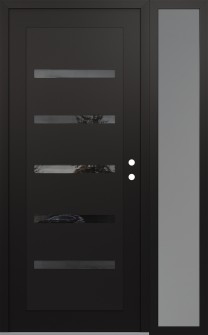 Diamond C7 52" x 80" black/black mirrored Glass Panel black LHI with Sidelite frosted Glass