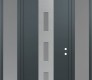 Modern Steel Front Door DIAMOND A7 60" X 96" ANTHRACITE/ANTHRACITE FROSTED GLASS PANEL STAINLESS STEEL LHI WITH 2 SIDELITES AND TRANSOM FROSTED GLASS