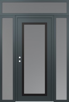Diamond C1 60" x 96" anthracite/anthracite frosted Glass Panel black RHI with 2 Sidelites and Transom frosted Glass