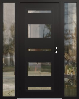 Diamond C10 64" x 80" black/black clear Glass Panel black LHI with 2 Sidelites clear Glass