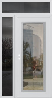 Diamond C1 50" x 96" white/white clear Glass Panel stainless steel RHI with Sidelite and Transom mirrored Glass