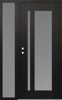 Diamond C15 48" x 80" black/white frosted Glass Panel black RHI with Sidelite frosted Glass