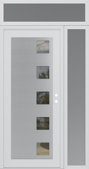 Diamond C5 52" x 96" white/white clear Glass Panel stainless steel LHI with Sidelite and Transom frosted Glass