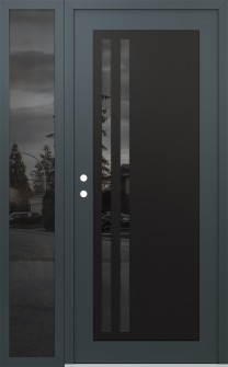 Diamond C6 52" x 80" anthracite/anthracite mirrored Glass Panel black RHI with Sidelite mirrored Glass