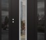 Modern Steel Front Door DIAMOND A11 68" X 80" BLACK/BLACK CLEAR GLASS PANEL STAINLESS STEEL RHI WITH 2 SIDELITES MIRRORED GLASS