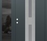 Modern Steel Front Door DIAMOND A6 52" X 80" ANTHRACITE/ANTHRACITE FROSTED GLASS PANEL STAINLESS STEEL RHI WITH SIDELITE MIRRORED GLASS