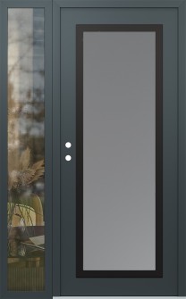 Diamond C1 52" x 80" anthracite/anthracite frosted Glass Panel black RHI with Sidelite clear Glass
