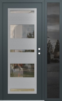 Diamond C10 48" x 80" anthracite/anthracite clear Glass Panel stainless steel LHI with Sidelite mirrored Glass