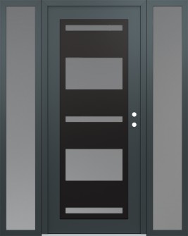 Diamond C10 60" x 80" anthracite/anthracite frosted Glass Panel black LHI with 2 Sidelites frosted Glass