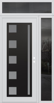 Diamond C3 50" x 96" white/white frosted Glass Panel black LHI with Sidelite and Transom mirrored Glass