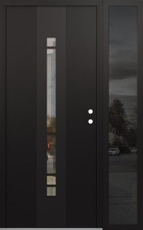 DIAMOND A3 50" X 80" BLACK/BLACK CLEAR GLASS PANEL BLACK LHI WITH SIDELITE MIRRORED GLASS