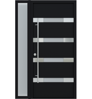 MODERN FRONT STEEL DOOR AURA BLACK/WHITE 49 1/4" X 81 11/16" RHI + SIDEITE LEFT