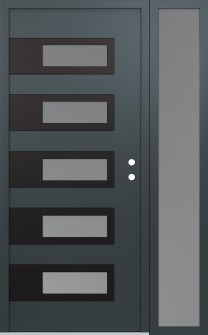 Diamond D3 48" x 80" anthracite/anthracite frosted Glass Panel black LHI with Sidelite frosted Glass