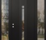 Modern Steel Front Door DIAMOND A3 64" X 96" BLACK/BLACK CLEAR GLASS PANEL BLACK RHI WITH 2 SIDELITES AND TRANSOM CLEAR GLASS