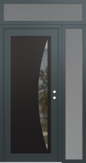 Diamond C13 52" x 96" anthracite/anthracite clear Glass Panel black LHI with Sidelite and Transom frosted Glass