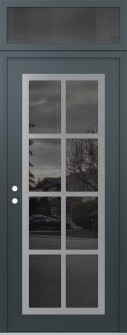 Diamond C16 36" x 96" anthracite/anthracite mirrored Glass Panel stainless steel RHI with Transom mirrored Glass